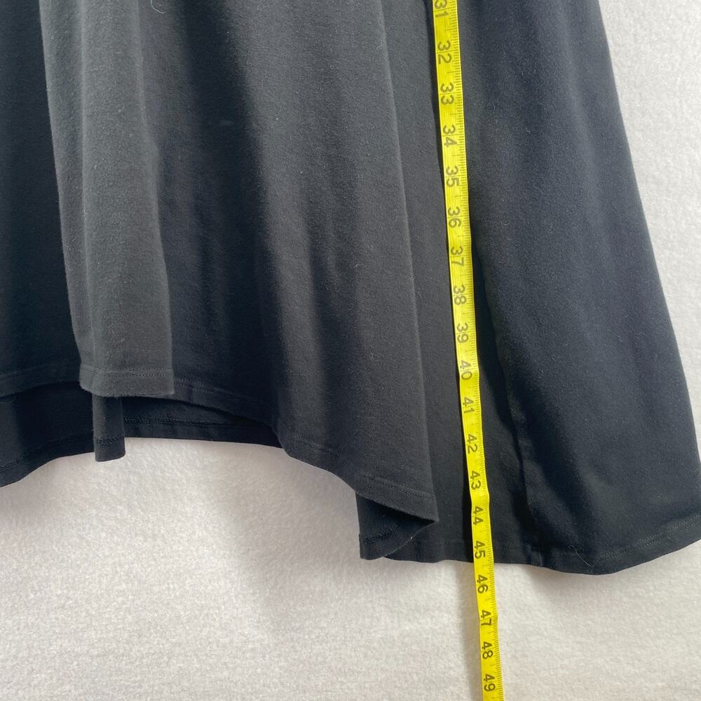 EILEEN FISHER Dress 2X Plus Stretch Organic Cotton Faux Wrap Midi Black USA - Picture 11 of 12
